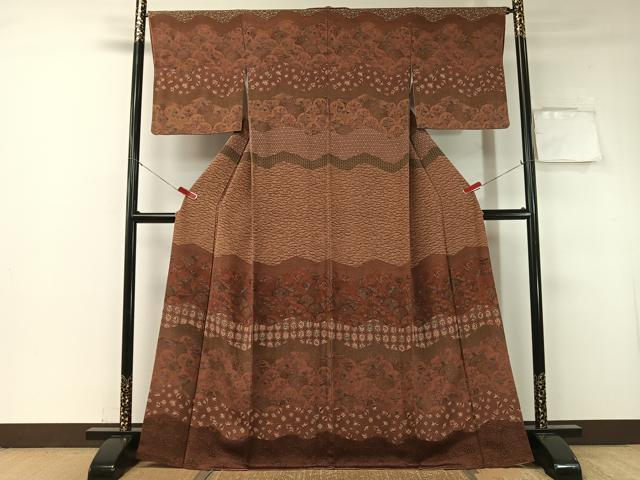 平和屋着物●人間国宝・南部芳松の息子 伝統工芸伝承者彫刻・南部幸雄　型染め　訪問着　吉祥花文　鬼しぼ縮緬　正絹　逸品　CABA4765vp