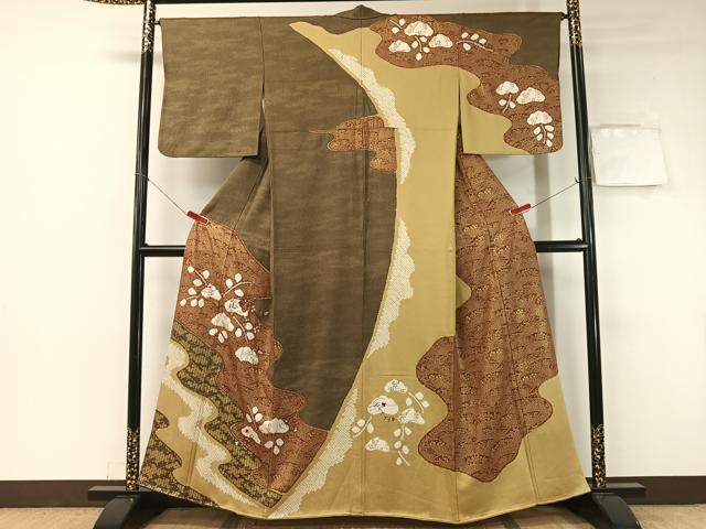 平和屋着物●訪問着　絞り　刺繍　道長吉祥花文　金彩　正絹　逸品　CABA4766vp