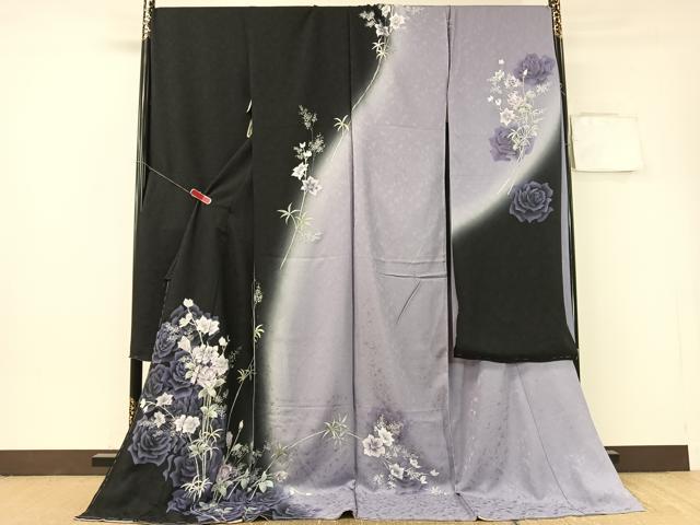 平和屋着物●豪華振袖　京友禅　草花文　暈し染め　銀彩　仮絵羽　逸品　未使用　CABA4771vp