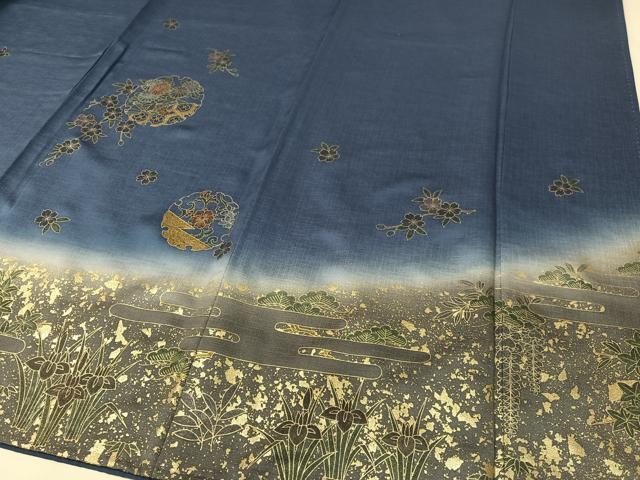 平和屋着物○訪問着 駒刺繍 雪輪花文 暈し染め 金彩 正絹