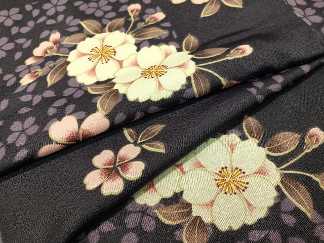 平和屋着物●小紋　市松舞桜　洗える着物　CABA4795vp