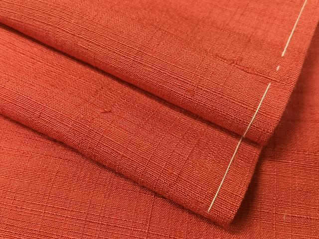 平和屋着物●生紬　朱・緋色　正絹　逸品　未使用　CABA4797vp