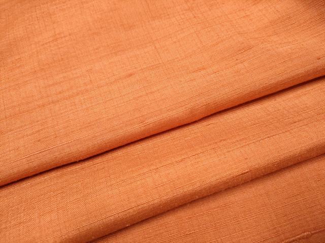 平和屋着物●結城紬　色無地　赤茶色　ロング丈　正絹　逸品　CABA4806hy