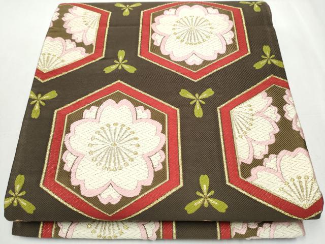 平和屋着物●六通柄袋帯　唐織　亀甲舞桜文　金糸　正絹　逸品　CABA4851hy