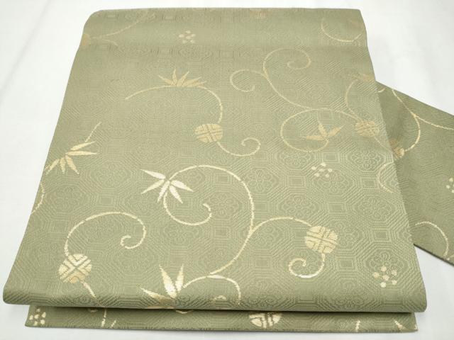 平和屋着物●全通柄　九寸名古屋帯　蔦の葉文　金糸　正絹　逸品　CABA4859hy