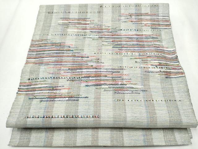 平和屋着物●八寸名古屋帯　霞文　金銀糸　正絹　逸品　CABA4890hy