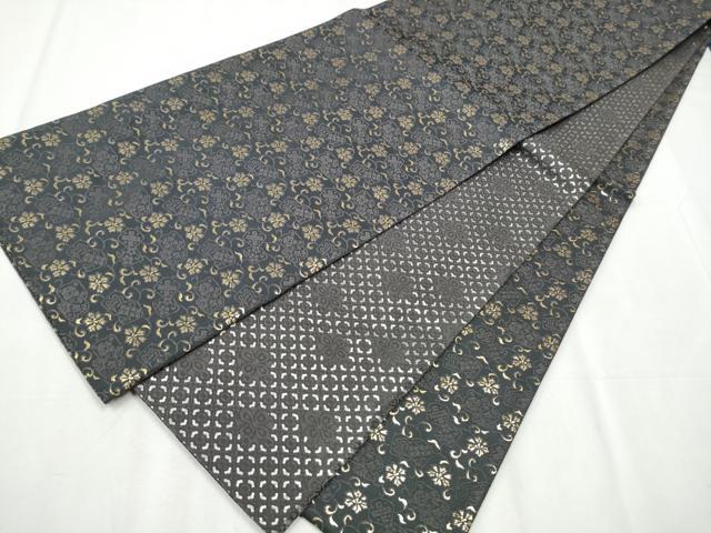 平和屋着物●両面　全通柄袋帯　花唐草文　金糸　正絹　逸品　CABA4912hy