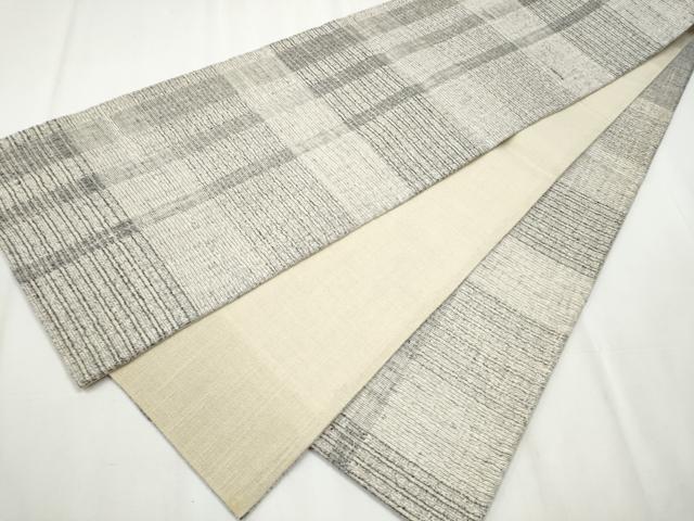 平和屋着物▽スリーシーズン　春夏秋　両面　六通柄袋帯　紬地　格子柄　正絹　逸品　CABA4925hy