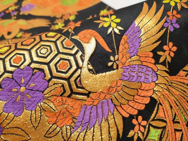 604ag72□七五三 七歳 女児 着物&袋帯 鳳凰 糸車□美品 604ag72