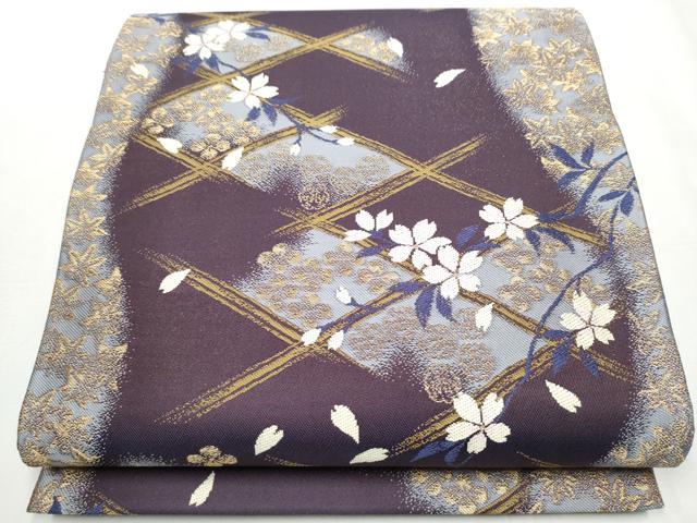 平和屋着物●十代目 歌舞伎役者　坂東三津五郎　六通柄袋帯　花布季　金糸　やまと誂製　正絹　逸品　CABA4949hy