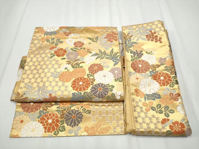 平和屋着物●つけ帯　唐織　草花文　金糸　正絹　逸品　CABA4996hy
