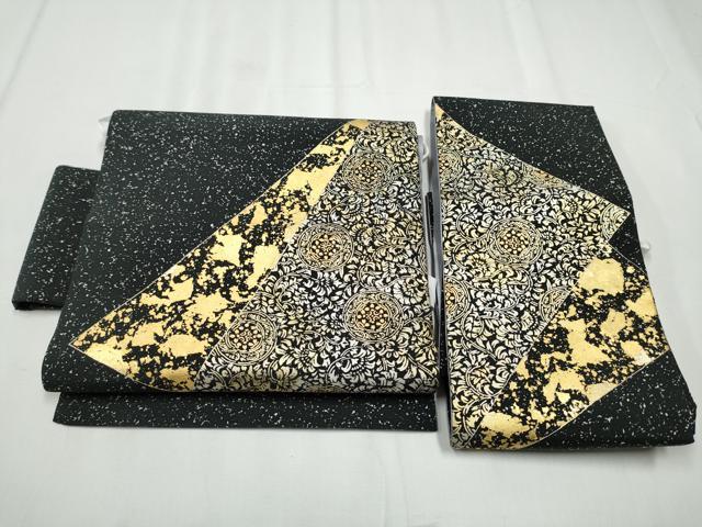 平和屋着物●塩瀬　つけ帯　色紙重ね花唐草文　金彩　正絹　逸品　CABA5010hy