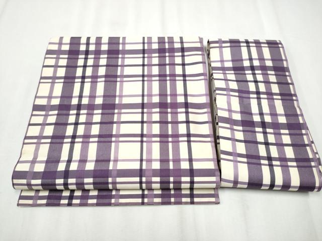 平和屋着物●つけ帯　格子柄　正絹　逸品　CABA5012hy