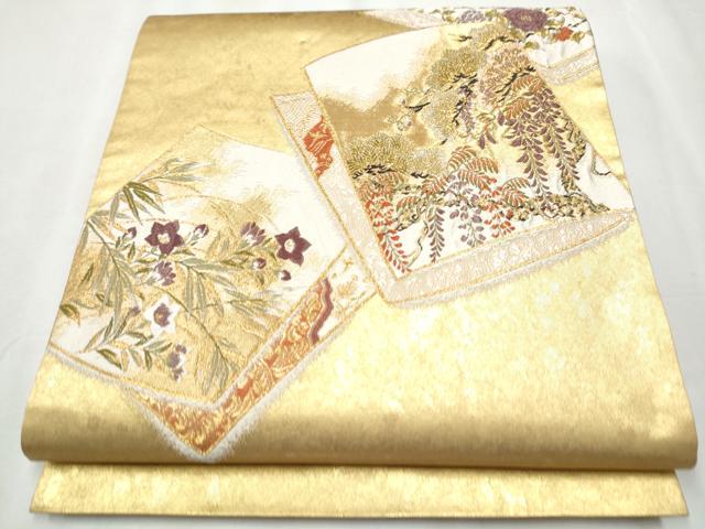 平和屋着物●西陣の名門　加納幸謹製　太鼓柄袋帯　唐織　琳派絵双紙　本金箔　正絹　逸品　CABA5019hy