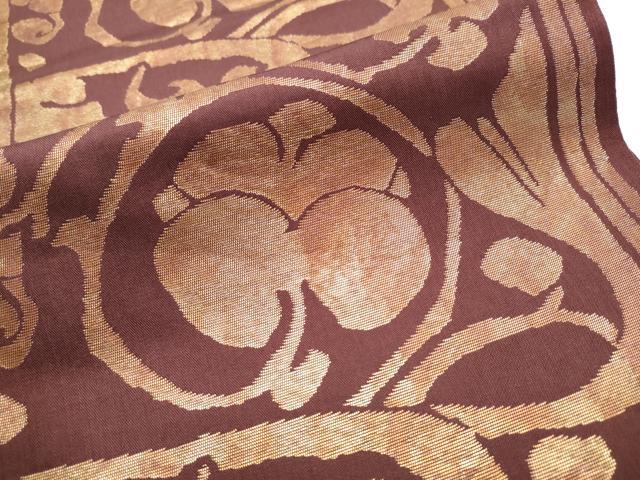 平和屋着物●洛風林　工芸帯地　六通柄　本袋帯　花唐草花文　金糸　正絹　逸品　CABA5039hy 平和屋着物○洛風林 工芸帯地 六通柄 本袋帯 花唐草花文 金糸 正絹