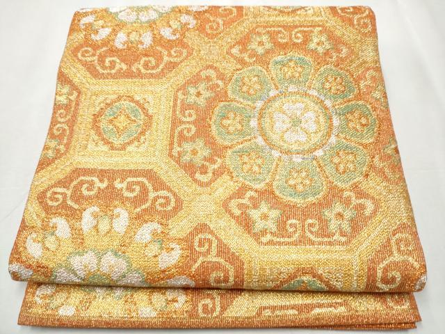 平和屋着物●桝屋高尾　ねん金綴錦　六通柄袋帯　蜀江華文　金銀糸　正絹　逸品　CABA5043hy