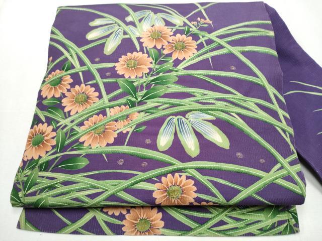 平和屋着物●アンティーク　大正ロマン　九寸名古屋帯　草花文　金糸　正絹　逸品　CABA5081hy