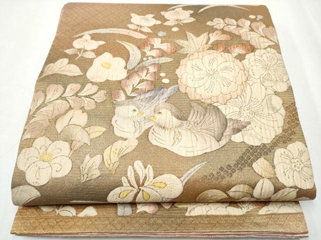 平和屋着物●両面　六通柄袋帯　辻が花　金彩　正絹　逸品　CABA5115hy