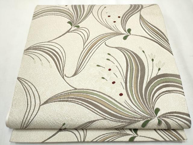 平和屋着物●六通柄袋帯　枝花文　金糸　正絹　逸品　CABA5166hy