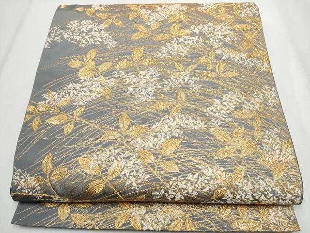 平和屋着物●西陣の名門　加納幸謹製　六通柄袋帯　枝花文　金銀糸　正絹　逸品　CABA5199hy