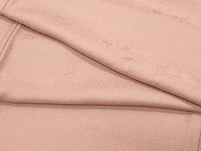 平和屋着物●上質な色無地　草花地紋　退紅色　正絹　逸品　CABA6015vf