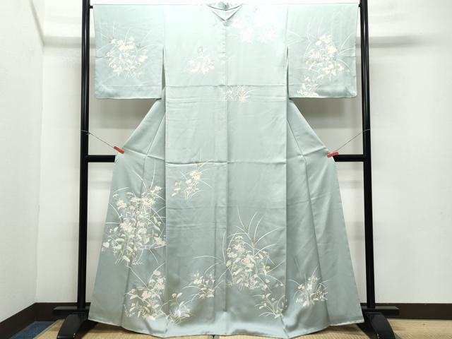 平和屋着物●訪問着　刺繍　草花文　金彩　正絹　逸品　CABA6023vf