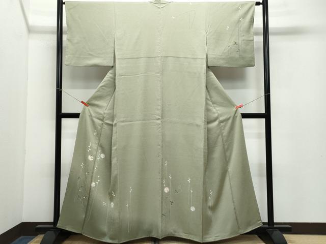 平和屋着物●訪問着　ふくれ織　雪輪草花文　暈し染め　正絹　逸品　CABA6045vf