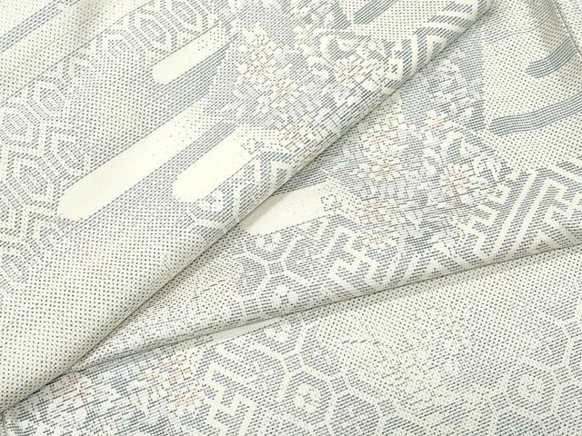 平和屋着物●本場大島紬　白大島　9マルキ　色紙草花文　正絹　逸品　CABA6079vf