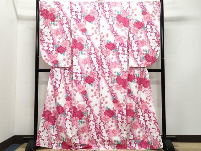 平和屋着物●小振袖　二尺袖　舞花文　金彩　洗える着物　未使用　CABA6084vf