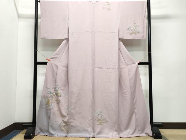 平和屋着物●訪問着　人物草木文　暈し染め　金彩　ロング丈　正絹　逸品　CABA6090vf