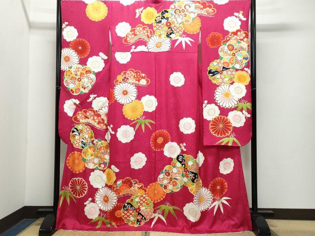 平和屋着物●豪華振袖　駒刺繍　宝尽くし花文　金彩　正絹　逸品　CABA6110vf
