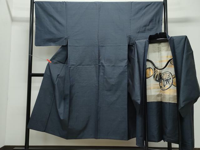 平和屋着物●男性　本場大島紬　アンサンブル　80亀甲　総詰め　正絹　逸品　CABA6113vf