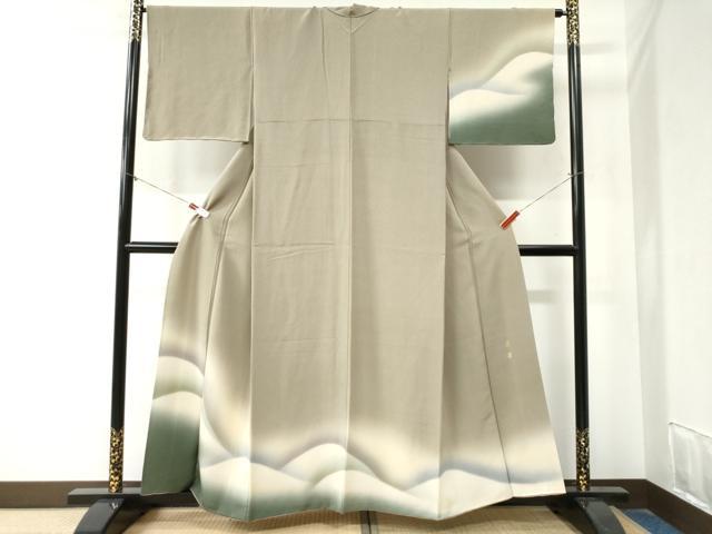 平和屋着物●訪問着　作家物　縞　遠山文　暈し染め　正絹　逸品　未使用　CABA6174yc