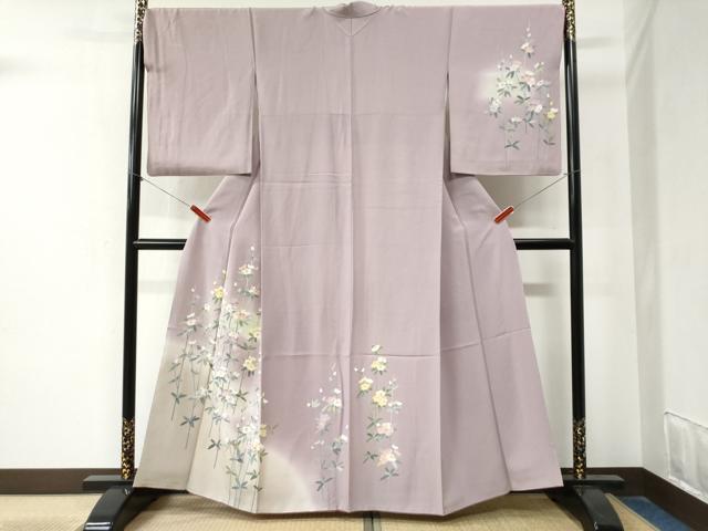 平和屋着物●訪問着　友禅　作家物　枝花文　暈し染め　正絹　逸品　CABA6182yc