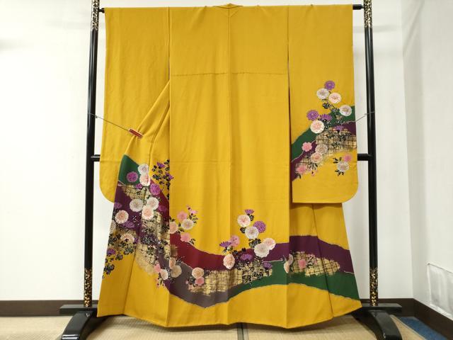 平和屋着物●豪華振袖　絞り　枝花文　金彩　正絹　逸品　CABA6183yc