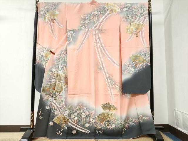 平和屋着物●越後十日町の一流染匠　桐屋・翠山工房　振袖　辻が花　絞り　暈し染め　金彩　やまと誂製　正絹　逸品　CABA6230yc