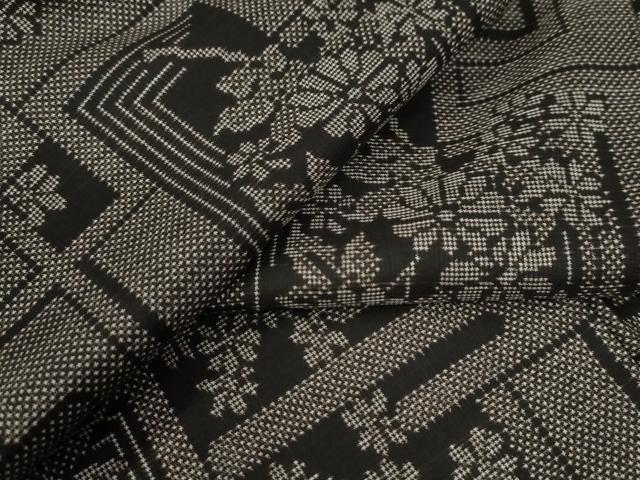 平和屋着物●本場大島紬　7マルキ　エ霞短冊重ね草花文　正絹　逸品　未使用　CABA6290yc