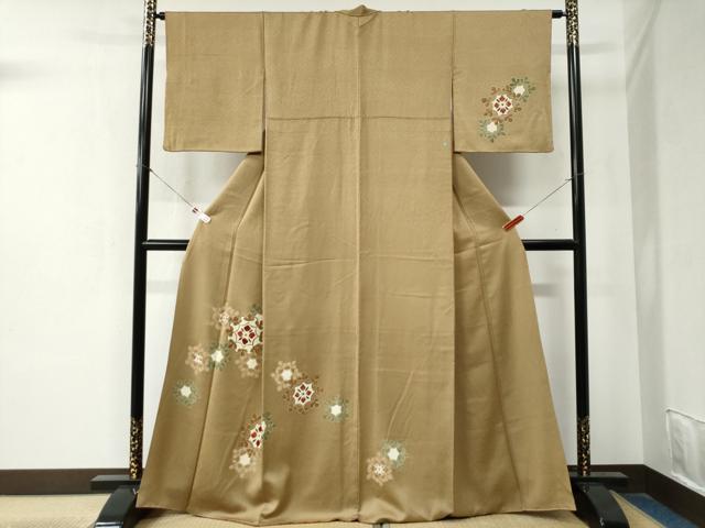 平和屋着物●訪問着　刺繍　吉祥花文　金糸　三越扱い　正絹　逸品　CABA6291yc