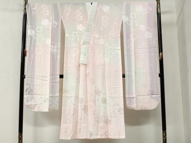 平和屋着物●振袖用長襦袢　無双仕立て　枝桜地紋　暈し染め　正絹　逸品　CABA6302yc