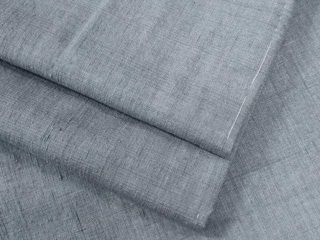 平和屋着物●本場結城紬　重要無形文化財　色無地　桔梗鼠色　正絹　逸品　未使用　CABA6304yc