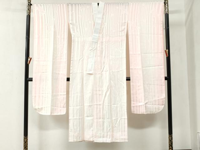 平和屋着物●振袖用長襦袢　縞　毬舞桜地紋　暈し染め　正絹　逸品　未使用　CABA6343yc