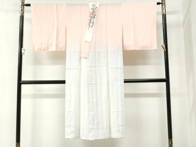 平和屋着物●長襦袢　無双仕立て　枝桜文　暈し染め　半衿刺繍　正絹　逸品　未使用　CABA6353yc