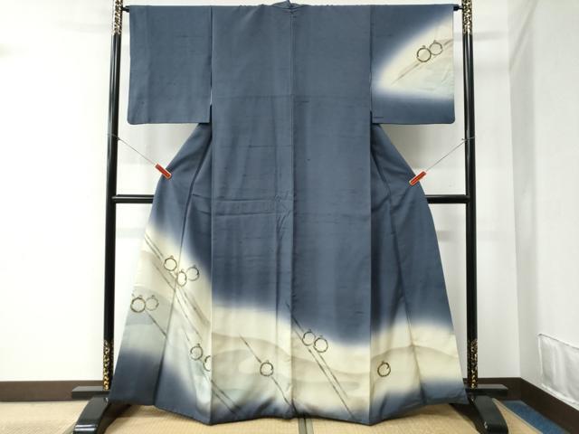 平和屋着物●訪問着　紬地　作家物　竹鳥丸文　やまと誂製　正絹　逸品　CABA6393yc