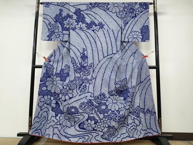 平和屋着物●訪問着　総絞り　流水枝花文　正絹　逸品　CABA8014ut