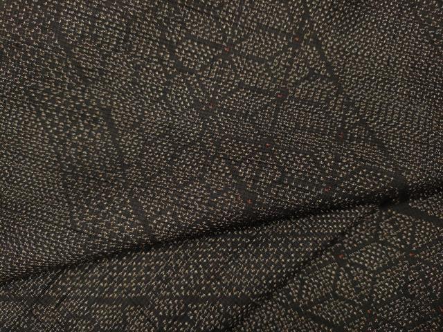 平和屋着物●上質な紬　斜線麻の葉吉祥文　正絹　逸品　CABA8023ut