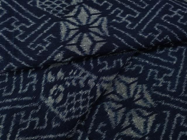 平和屋着物●久留米絣　単衣　紗綾形花間道　綿　逸品　CABA8032ut