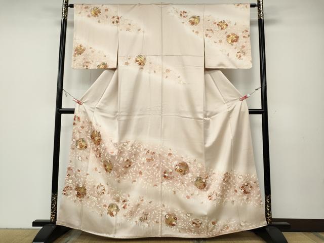 平和屋着物●訪問着　駒刺繍　草花丸文　暈し染め　金彩　正絹　逸品　CABA8058ut