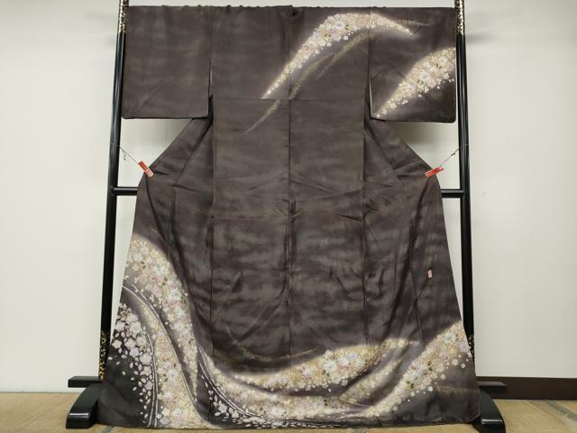 平和屋着物●越後十日町の一流染匠　桐屋・翠山工房　徳永憲峯　訪問着　辻が花　絞り　暈し染め　銀通し地　正絹　逸品　CABA8067ut