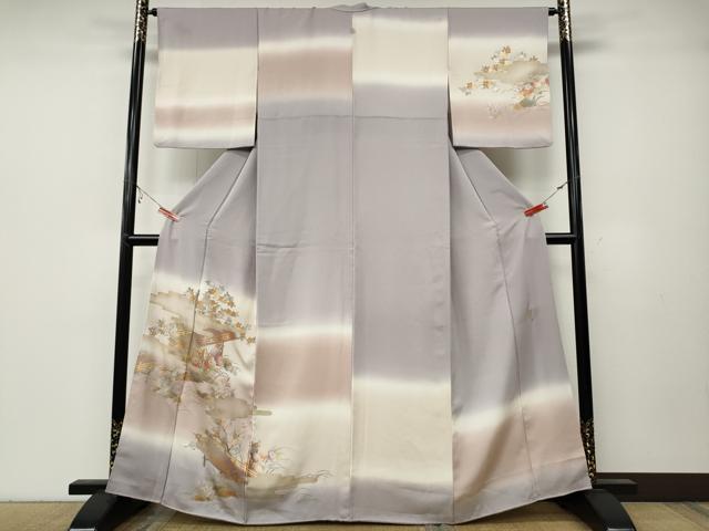 平和屋着物●金彩友禅　卓越技能者・名工・和田光正　訪問着　エ霞渡橋草花文　暈し染め　金彩　正絹　逸品　CABA8068ut