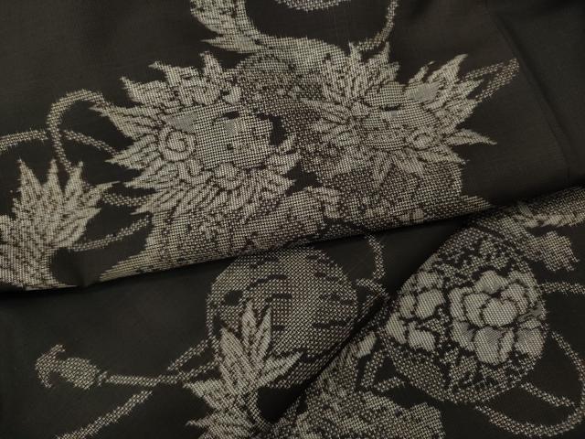 平和屋着物●本場大島紬　9マルキ　地空き　唐獅子鞠花文　総絣　正絹　逸品　未使用　CABA8076ut